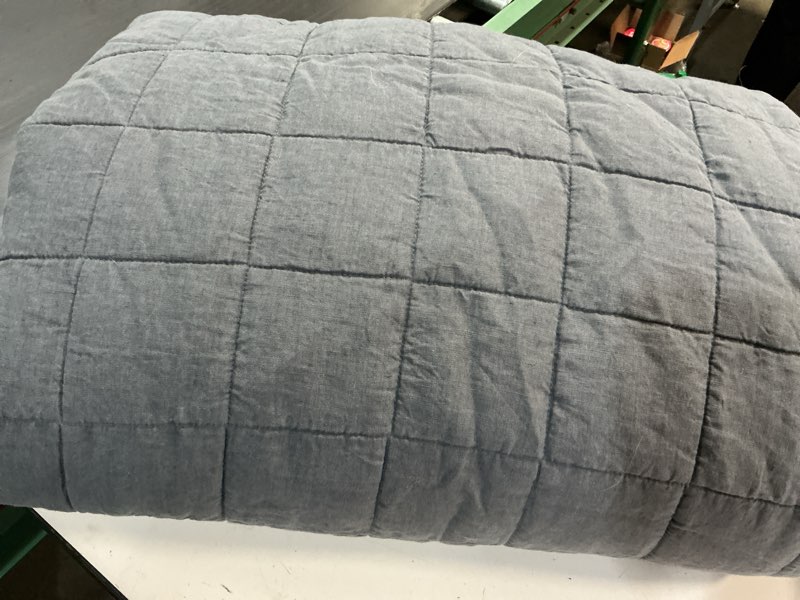 Condition photo showing As Is for quince european linen box quilt, king/cal king, nightfall