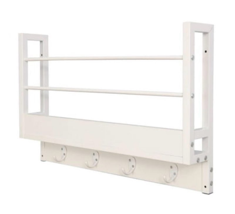 JJS Floating Book Shelf Coat Rack  Wall Mounted Storage Shelves with Coat Hooks Key Holder for Entryway Hallway Bathroom Living Room Bedroom  White  Set of 1…