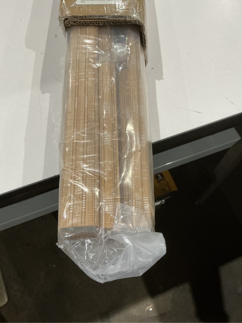 Condition photo showing Good Condition for letau cordless wood window shades blinds, bamboo sheer light filtering woven roman shades, walnut beige, 34.5" w x 64" l