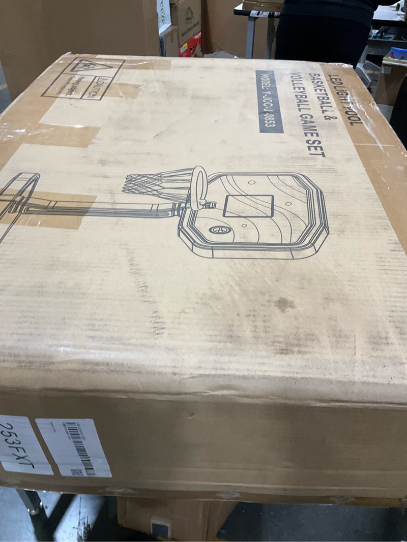 Condition photo showing New/Like New for 2 in 1 Pool Basketball Hoop and Volleyball Net Set LED Light Up Swimming Pool Basketball Hoop Poolside Basketball Goal Outdoor for Teens Adults Pool Toys Pool Games Activities