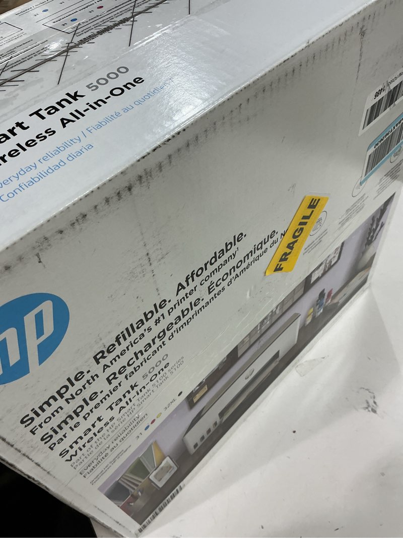 Condition photo showing Good Condition for HP Smart Tank 5000 Wireless All-in-One Ink Tank Printer, Scanner, Copier with 2 years of ink included, Best-for-home, Cartridge-free, Refillable, AI-enabled (5D1B6A)