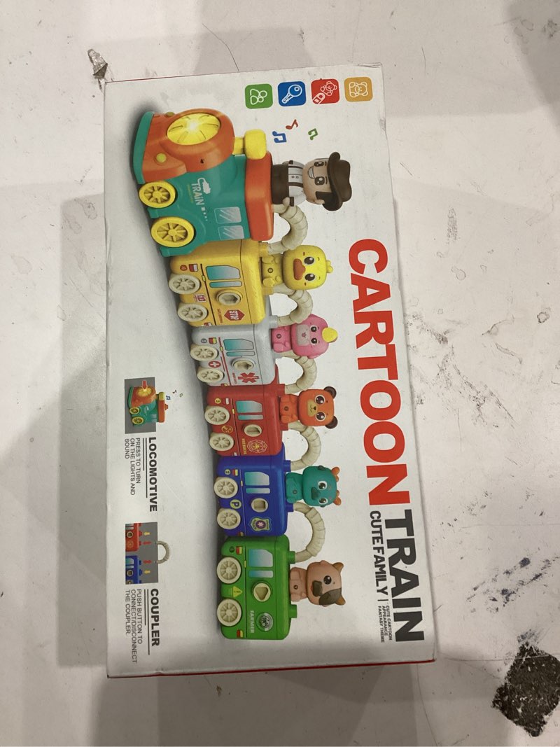 Condition photo showing item condition for Learning Toys for Toddlers 2 3 4 Years, Musical Educational Farm Train Montessori Learning Toy with 6 Farm Animals and Farmer Learn, Key Unlock Fun, Easter Christmas Birthday Gift for Kids Boys Girls