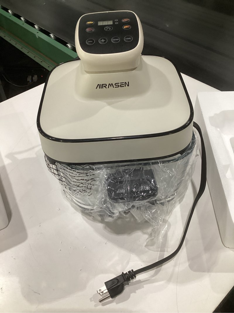 Condition photo showing Good Condition for (not tested)airmsen 6.3 qt glass air fryer non-toxic, 4 presets & manual control, 105–400? precise heat, 95% less oil, auto-pause & resume, microwave & dishwasher safe glass container for family meals