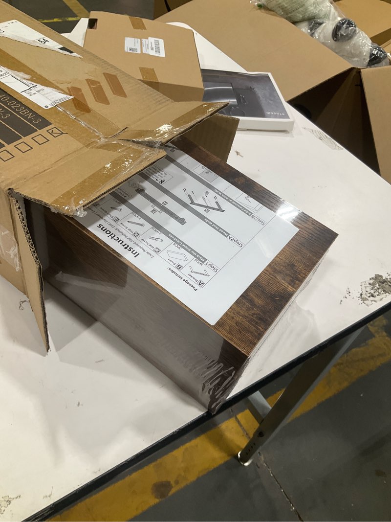 Condition photo showing New/Like New for qeeig floating shelves for wall bathroom shelf bedroom kitchen living room hanging book shelves small farmhouse decor 16 inch set of 3, rustic brown (015-bn3) 3pcs a. brown