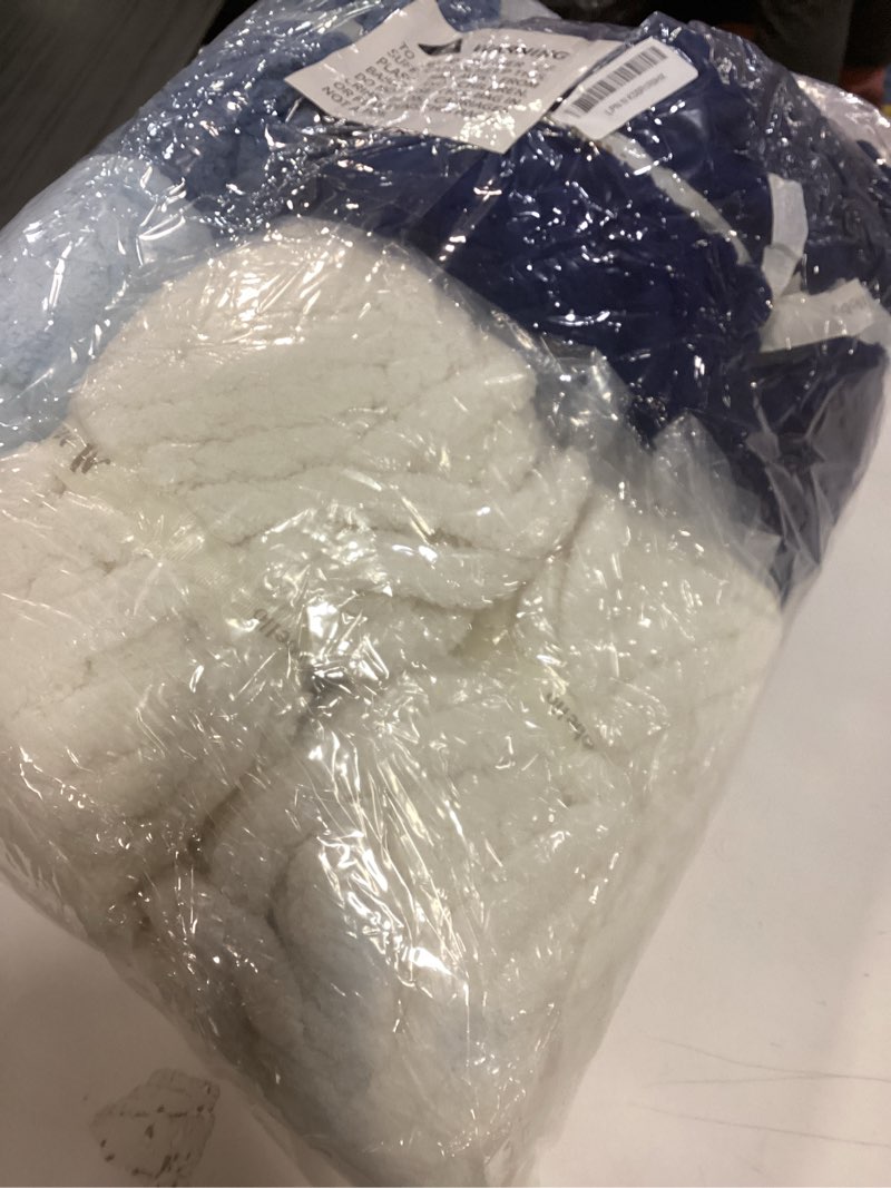 Condition photo showing Good Condition for HOMBYS 8 Pack Assorted Chunky Yarn for Crocheting,Super Bulky Large Soft Fluffy Yarn,Plush Fuzzy Yarn,Thick Chenille Yarn for Hand Knitting/Arm Knitting,Cream&Blue (27yds,8 oz Each Skein)