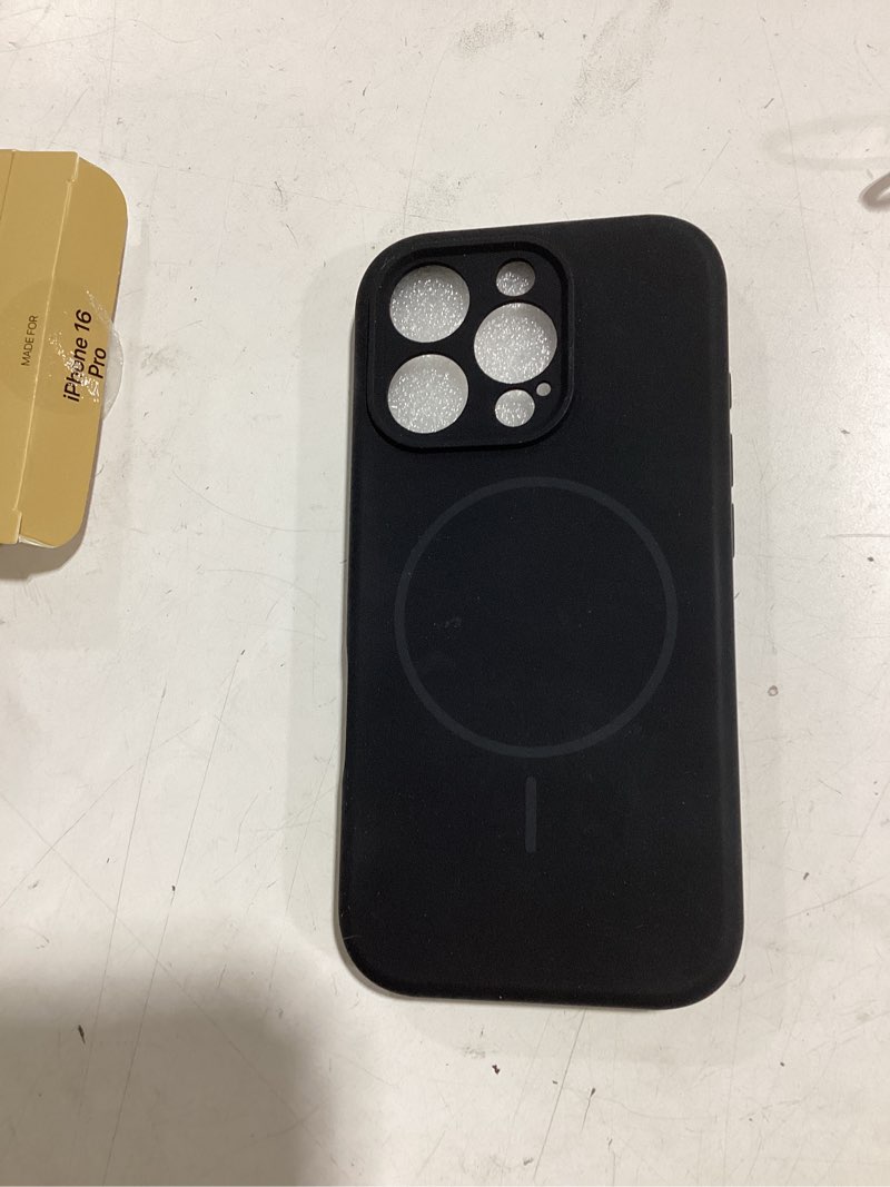 Condition photo showing Good Condition for miracase magnetic for iphone 16 pro case, [soft anti-scratch microfiber lining], compatible with magsafe, liquid silicone case shockproof drop protection phone case for 16 pro,black black iphone 16 pro