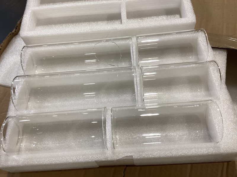 Condition photo showing As Is for 54 pcs thin cylinder vases set for centerpieces 2.5''/2.7'' diameter 2mm thickness clear glass vase hurricane floating candle holder for wedding table decoration (2.5'' x 5'',6'',8'') 54 2.5'' x 5'',6'',8''