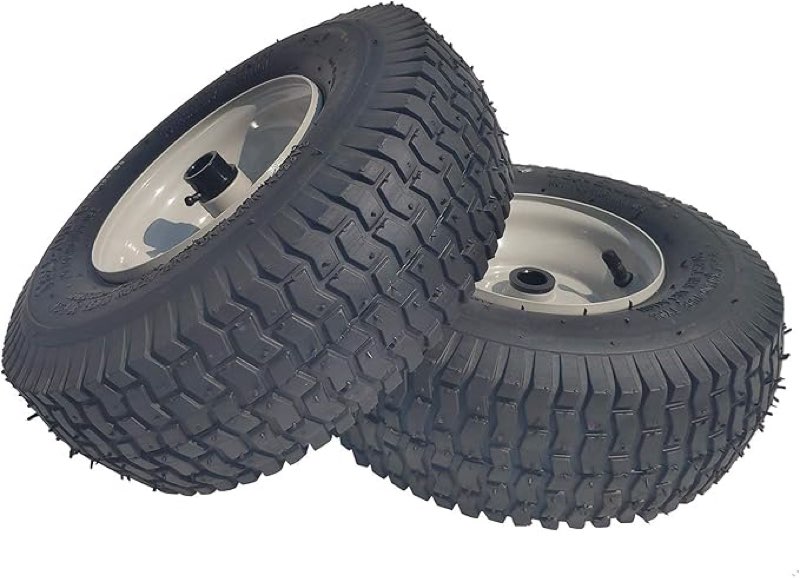                      Touch the image to zoom in 2 Pack 13x5.00-6 Lawn Tractor Pneumatic wheel,Wheelbarrow tire Turf Tread,3.13" hub length with steel rim,Flange ID 0.76