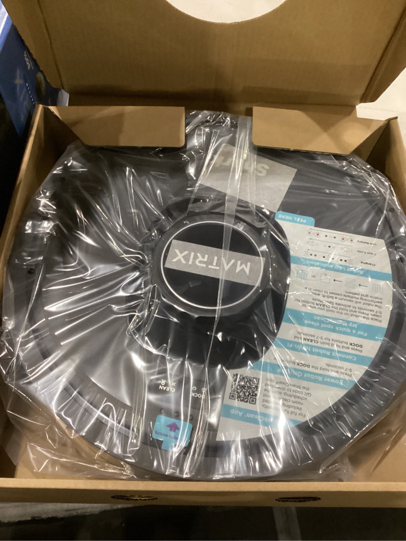 Condition photo showing New/Like New for Shark RV2310 Matrix Robot Vacuum with Self-Cleaning Brushroll for Pet Hair, No Spots Missed on Carpets and Hard Floors, Precision Home Mapping, Wi-Fi Black/Silver, 0.5 Quarts