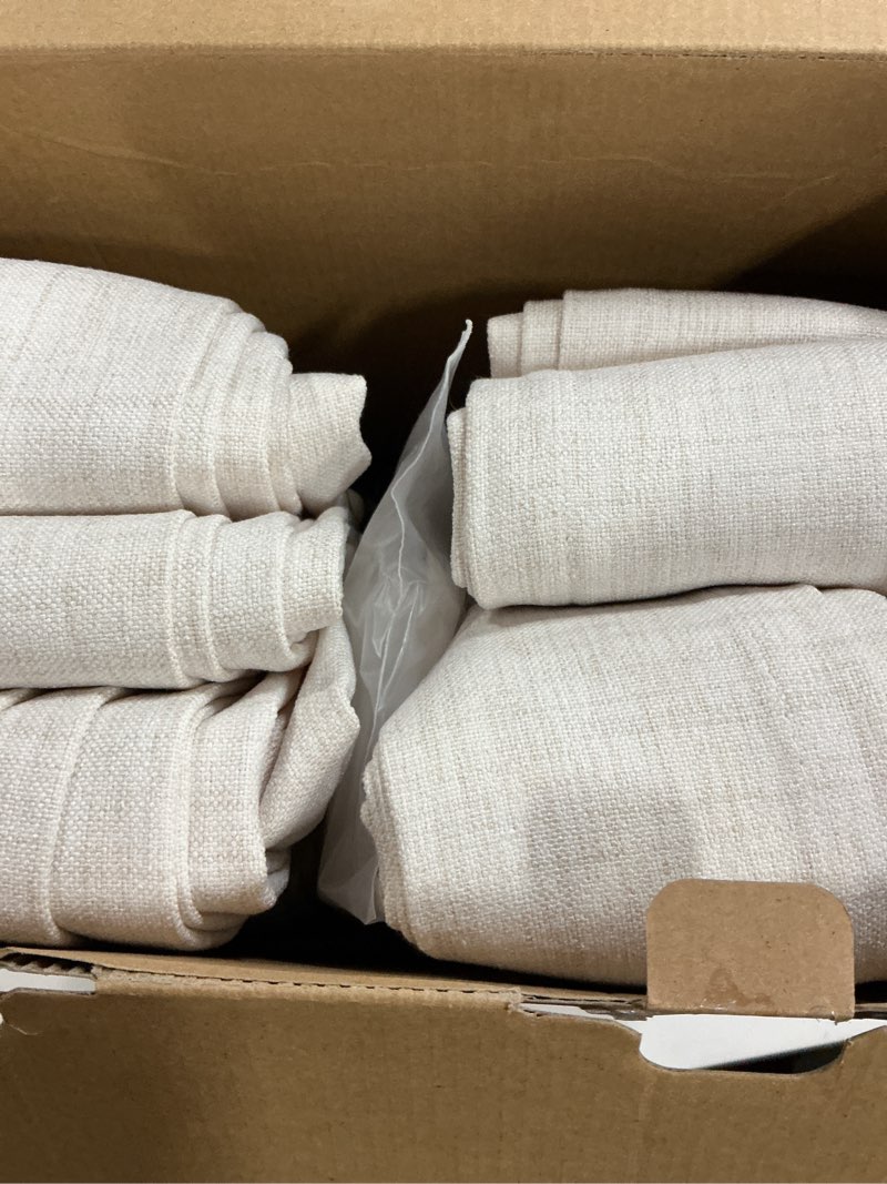 Condition photo showing Good Condition for MIULEE Pinch Pleated Thick Linen Curtains 96 Inches 4 Panels Set Ivory Cream Back Tab Memory Trained Pinch Pleat Semi Sheer Light Filtering Privacy Curtains Window Drapes for Living Room Bedroom Birch Birch 40"W x 96"L (Pack of 4)