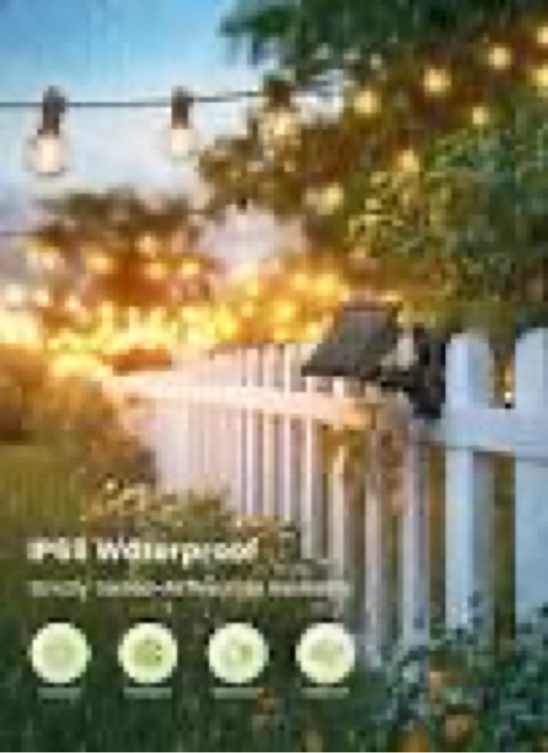 brightown 76ft solar string lights outdoor waterproof, patio lights with remote and 23+1 led shatter