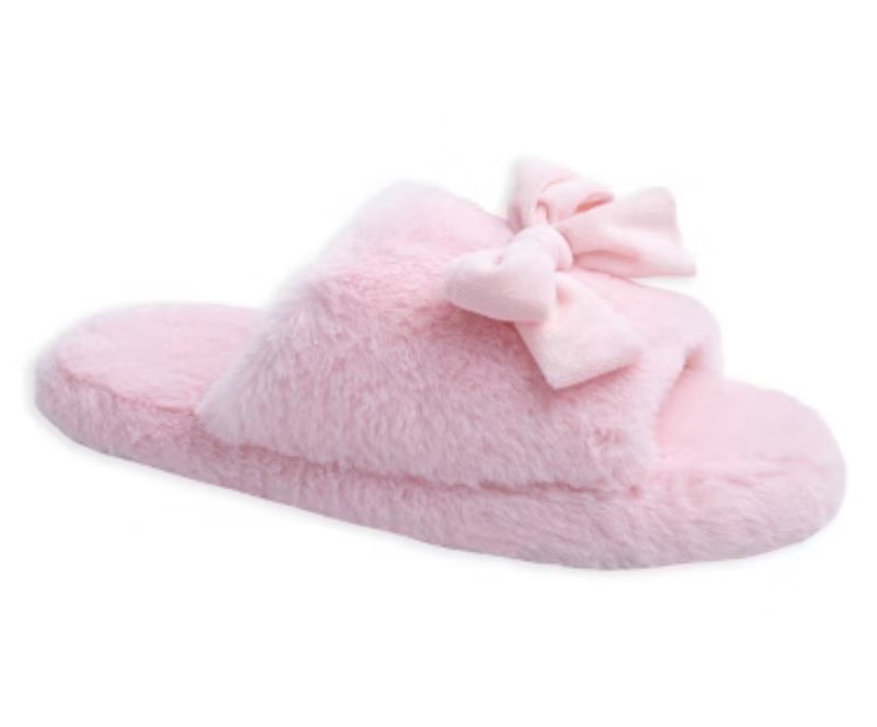 Assorted Ladies Slippers (Color Pink And White) Size Vary: S/M (6-8) M/L (8-10) (Case of 6 Pairs) 