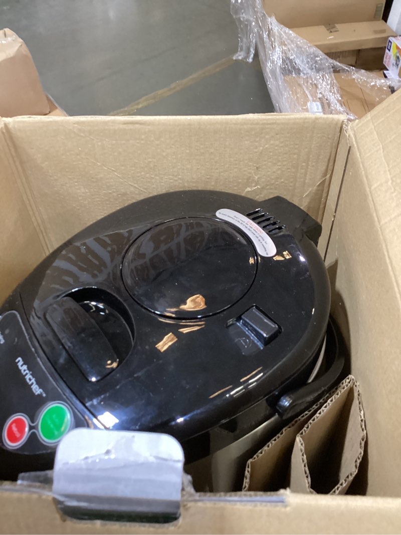 Condition photo showing As Is for nutrichef 5.2 qt electric water kettle, portable, quick heating, 5 liter digital kettle with 5 temperature settings, safety lock, stainless steel, 3 dispensing options, 8.46" x 11.2" x 16.5" 5.3 quarts