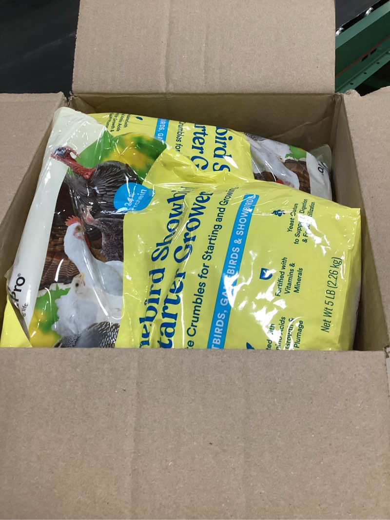 Condition photo showing Good Condition for man(01-10-2025) na pro gamebird showbird crumbles, vitamin and mineral supplement for poultry, supports growth, feathering, and overall health, complete nutrition for game and show birds, 6-pack of 5 lb bags 5 pound (pack of 6)