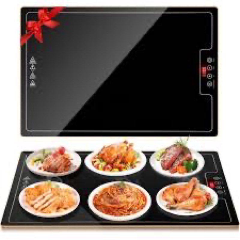 Electric Heat Warming Tray, 23.7"x15.8" Full Surface Mat Warmer With Thermostat, Digital Display,Sup
