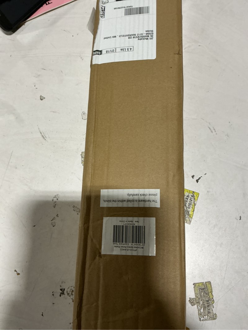 Condition photo showing Good Condition for LazBlinds No Tools No Drill Cordless Bamboo Roman Shades, Light Filtering Window Treatment, Roll Up Bamboo Blinds for Windows 22'' W x 64'' H, Eastfield Teak Light Filtering-eastfield Teak 22" W x 64" H