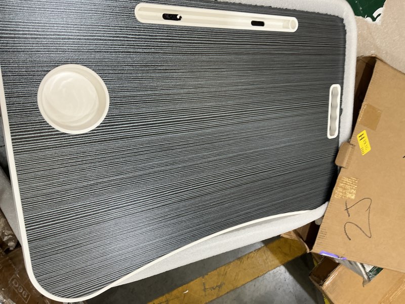 Condition photo showing Good Condition for fisyod foldable laptop table, portable lap desk bed table tray, laptop stand with cup holder & tablet slot & lifting handle for working writing drawing & eating (black)