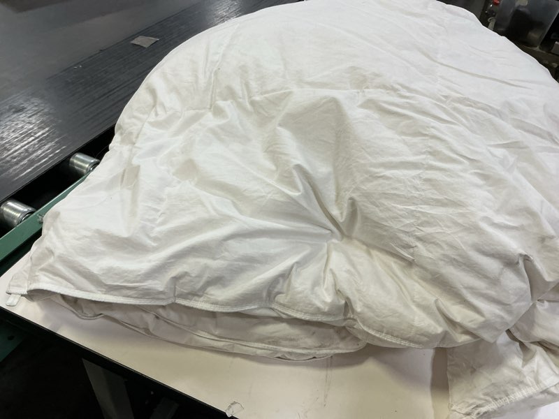 Condition photo showing As Is for APSMILE Queen Down Feather Fibers Comforter, All Seasons Down Feather Fibers Duvet Insert with 100% Organic Cotton, High Fill-Power Medium Warm Hotel Comforter Insert, 90x90, Ivory White Queen Ivory White/All Season