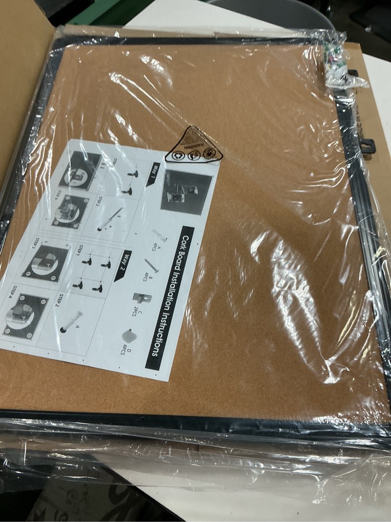 Condition photo showing Good Condition for Board2by Cork Board Bulletin Board 24 x 18, Black Aluminium Framed Corkboard, Office Board for Wall Cork, Large Wall Mounted Notice Pin Board with 16 Push Pins for School, Home & Office 24"x18"