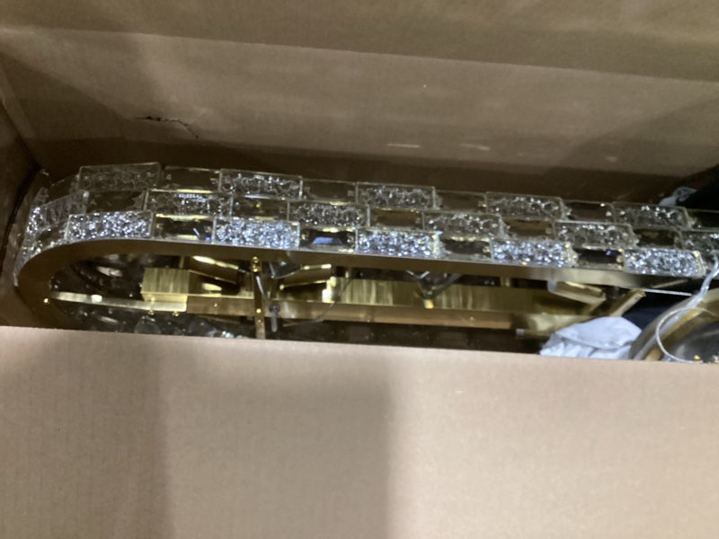Condition photo showing As Is for (SIMILAR TO STOCK PHOTO) Lt-vt Gold Crystal Chandelier Lighting 31'' for Dining Rooms Bedroom Foyer Entryway Ceiling Hanging Pendant Chandelier Light Fixture Lamp