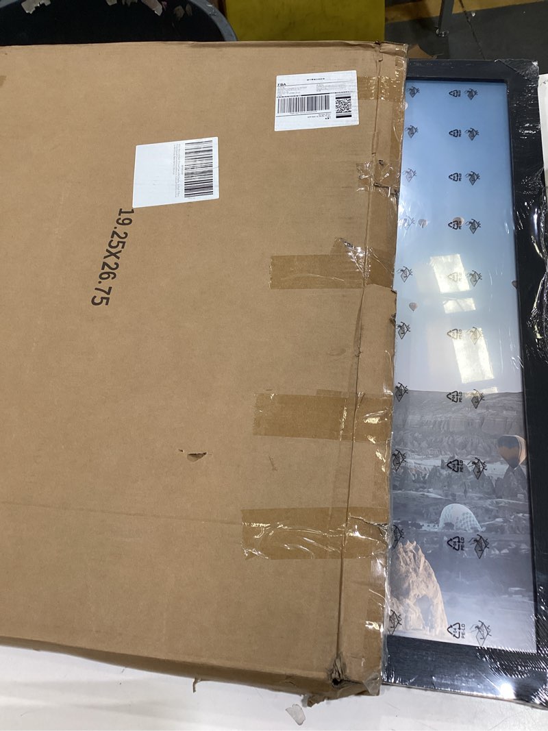 Condition photo showing As Is for 19.25x26.75 Picture Frame for Wall Display, 19.25x26.75 Black Picture Frame with Shatter Resistant Plexiglass, Stable and Sturdy Puzzle Frame for Wall Display, Handpicked Gift Collection
