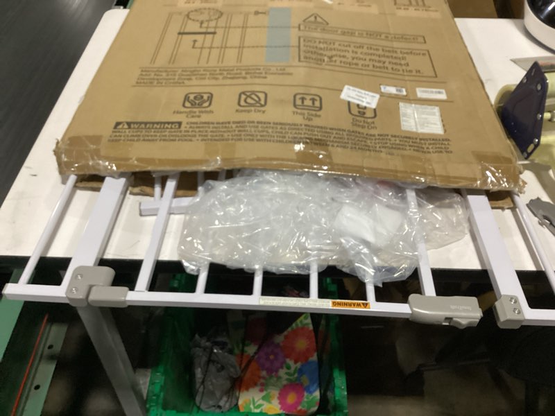 Condition photo showing New/Like New for innotruth 29.5–40.75" baby gate for stairs, 30" tall dog gates for doorways & hallways, safety gate for kids & pets, pressure-mounted walk-through with dual lock & 2-way swing, white white 29.5-40.75" w x 30" h