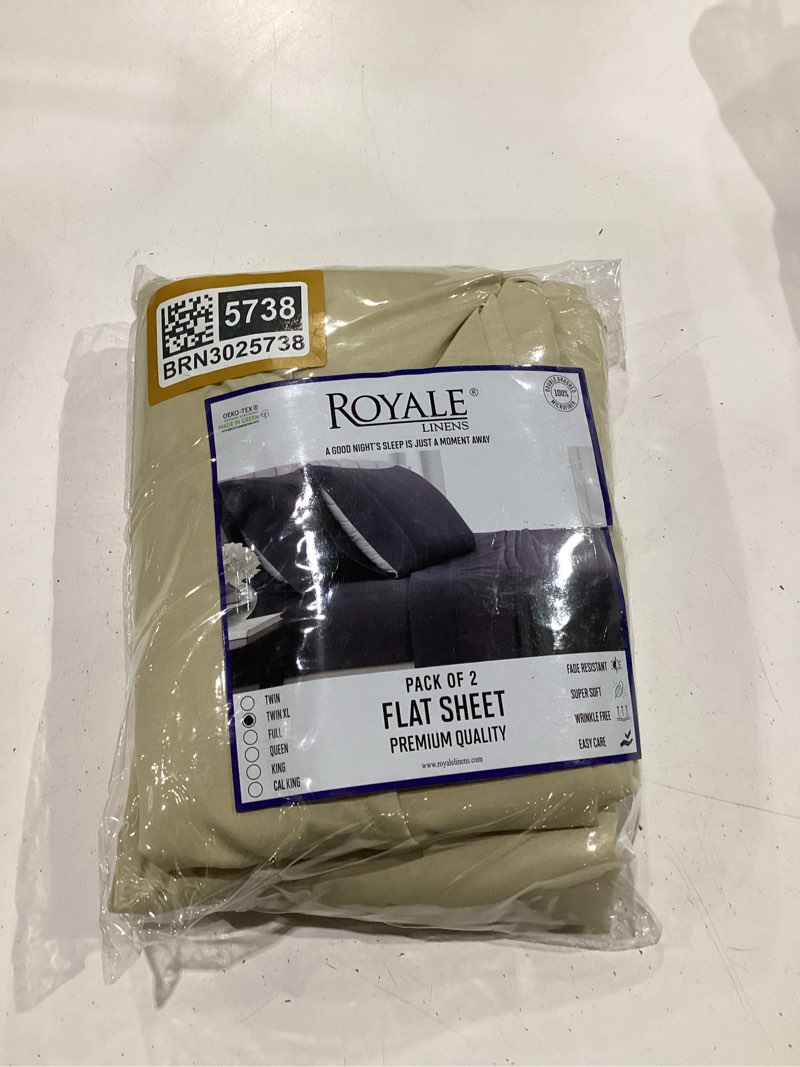 Condition photo showing Good Condition for royale linens 2 pack bulk flat sheet set - top sheets - soft 1800 microfiber - wrinkle & stain resistant - for hotel, massage table, hospital, dorm - twin xl flat sheet sold separately (twin xl, sand) twin xl sand