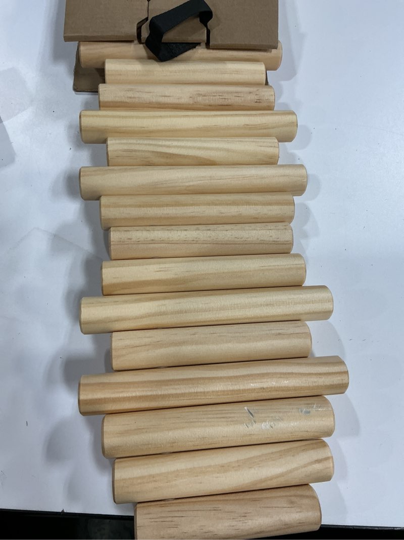 Condition photo showing Good Condition for umbra picket coat rack with 8 hooks – natural wall-mounted coat rack with flip-down wooden hooks, real pine wood decorative wall storage for jackets, hats, scarves, bags, entryway, bedroom living room natural 8-hook