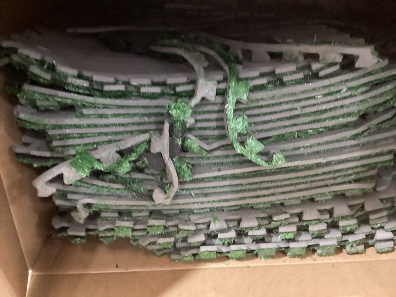 Condition photo showing New/Like New for Sorbus Grass Foam Floor Tiles - 24 Interlocking Mats of 24"X24” Total of 96 Sq Ft for Kids Outdoor Toys, Playroom, Deck, Patio, Basement Home Gym - Artificial Carpet Grass Turf Indoor Outdoor Flooring 24 Tiles (96 Sq ft)