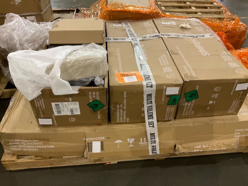 simplihome acadian/draper contemporary modern 7 pc dining set with 6 upholstered parson chairs in sa