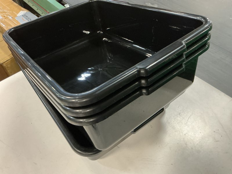 Condition photo showing Good Condition for 8 Liters Plastic Commercial Bus Tub Set of 4, Black Rectangle Plastic Dish Pans