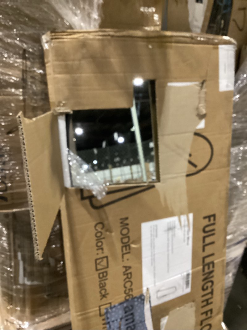 Condition photo showing Good Condition for fictor arched full length mirror 15" x 56", full body floor mirror with adjustable stand, free standing mirror with aluminum frame for bedroom, living room, cloakroom, black black 56"l x 15"w