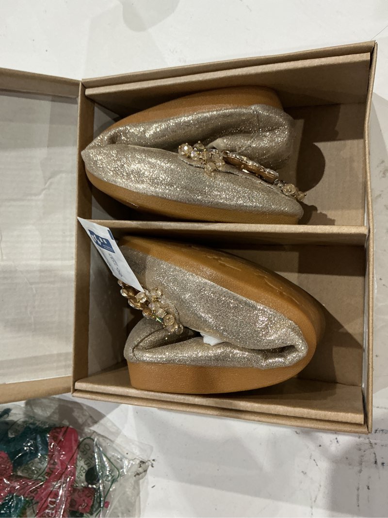 Condition photo showing Good Condition for women's ballet flat shoes - cute rhinestones bow wedding flats slip on flats for women comfortable