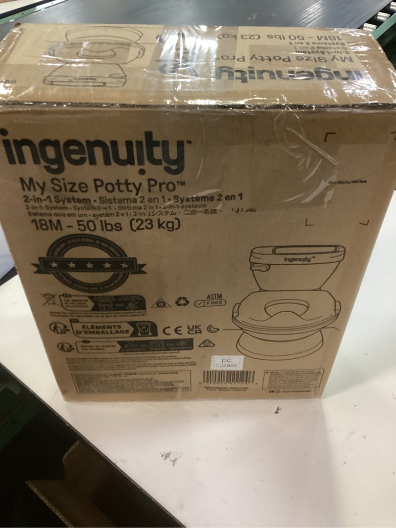 Condition photo showing New/Like New for summer infant by ingenuity my size potty pro in white, toddler potty training toilet, lifelike flushing sound, for ages 18 months+, up to 50 pounds