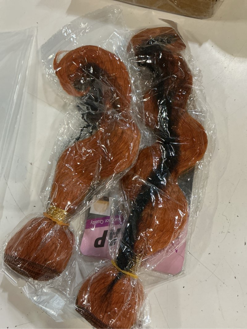 Condition photo showing New/Like New for body wave virgin human hair bundles orange 12 14 16 inch brazilian remy hair extensions 12a 3 bundles double weft soft silky weave for black women #350 b 12 14 16 in