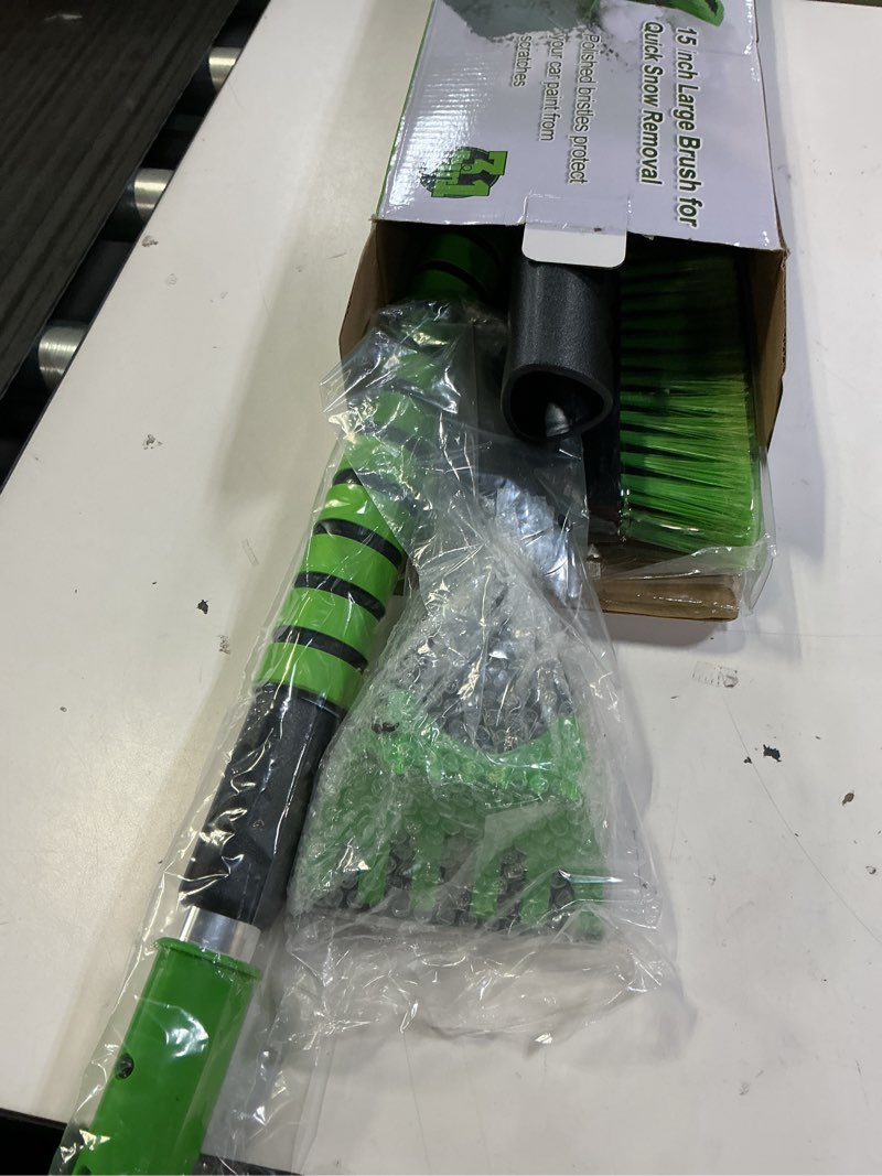 Condition photo showing Good Condition for seaaes 51 inch heavy duty snow brush for trucks, stable design long handle extendable snow broom for suv, windshield ice scraper with foam grip for car automobile vehicle window - green green 51 inch