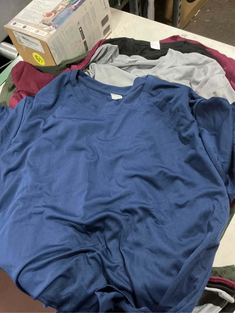 Condition photo showing Good Condition for 5 pack mens short sleeve quick dry active athletic t shirt running gym workout tee tops xx-large 5p-black/grey/navy/wine/olive