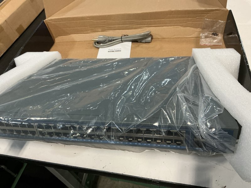 Condition photo showing Good Condition for yuanley 48 port gigabit poe switch unmanaged with 2 1000mbps sfp uplink, 50 port 802.3af/at 800w high power poe+ network switch, metal rackmount power over ethernet switch 50 port | 48*poe+ (1000mbps)(800w)