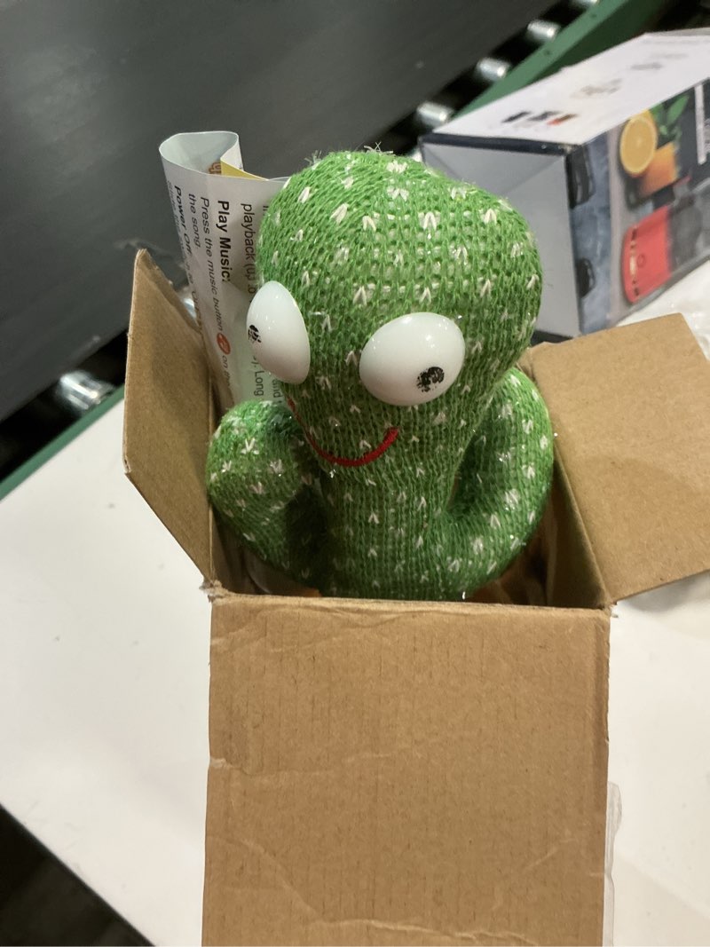 Condition photo showing As Is for rechargeable baby toys dancing talking cactus toy, volume adjustable, singing mimicking repeating, interactive toys for baby toddler, baby infant toys gifts for girls boys classic style