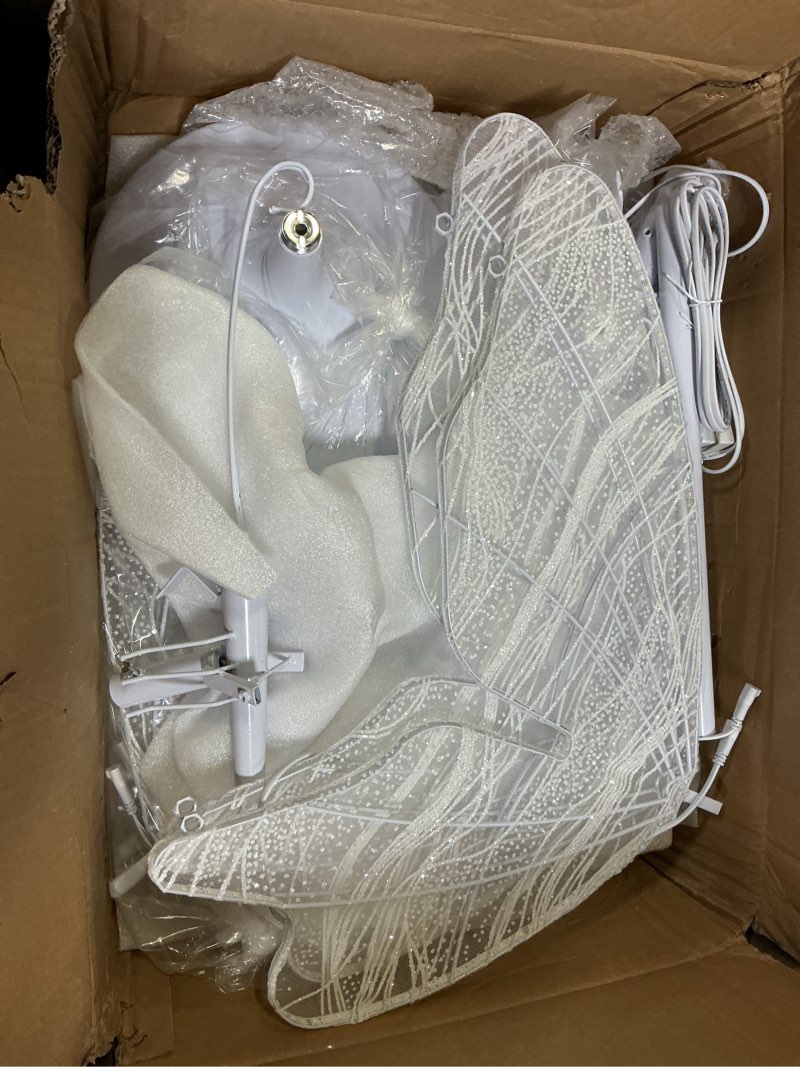 Condition photo showing Good Condition for 2pcs 3-color butterfly floor lamp, 23.6" wedding butterfly white color ceiling light & hanging dual use decorative lamp, adjustable height for wedding party (white, w24in) white w24in