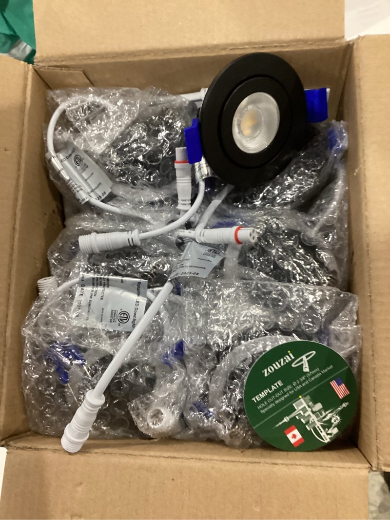 Condition photo showing Good Condition for zouzai 2 inch 5cct gimbal black led recessed lighting with junction box, 360°+90° adjustable led recessed lights, 2700k/3000k/3500k/4000k/5000k, 5w eqv 50w, 550lm brightness - etl (black, 12 pack) black-12 pack 2 inch