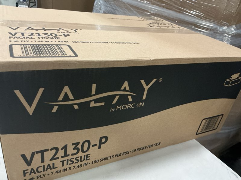 Condition photo showing New/Like New for morcon valay facial tissue paper | soft, absorbent hand and face wipes, premium facial tissues boxes for personal care, 30 pack of white 2-ply tissues | 100 sheets per box