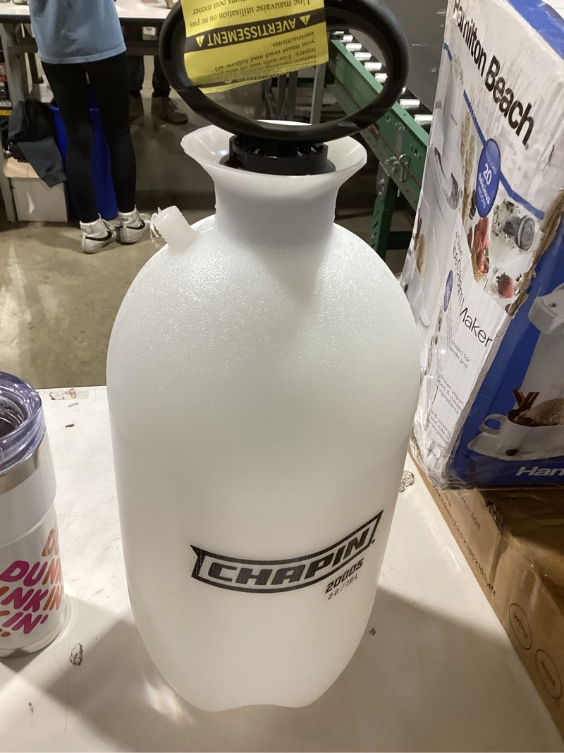Condition photo showing Good Condition for chapin 20005 pump sprayer, 2?gallon, lawn & garden, translucent poly tank, funnel?top, surespray, adjustable cone nozzle & 34" hose for fertilizer, weed & pest application 2-gallon