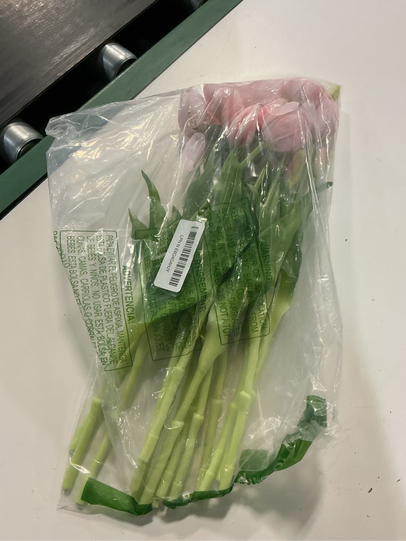 Condition photo showing Good Condition for duyone 15pcs artificial tulips flowers,latex bouquet, fake tulips for office wedding party home kitchen garden decoration(light pink,15pcs) a style-15pcs light pink (no vase)