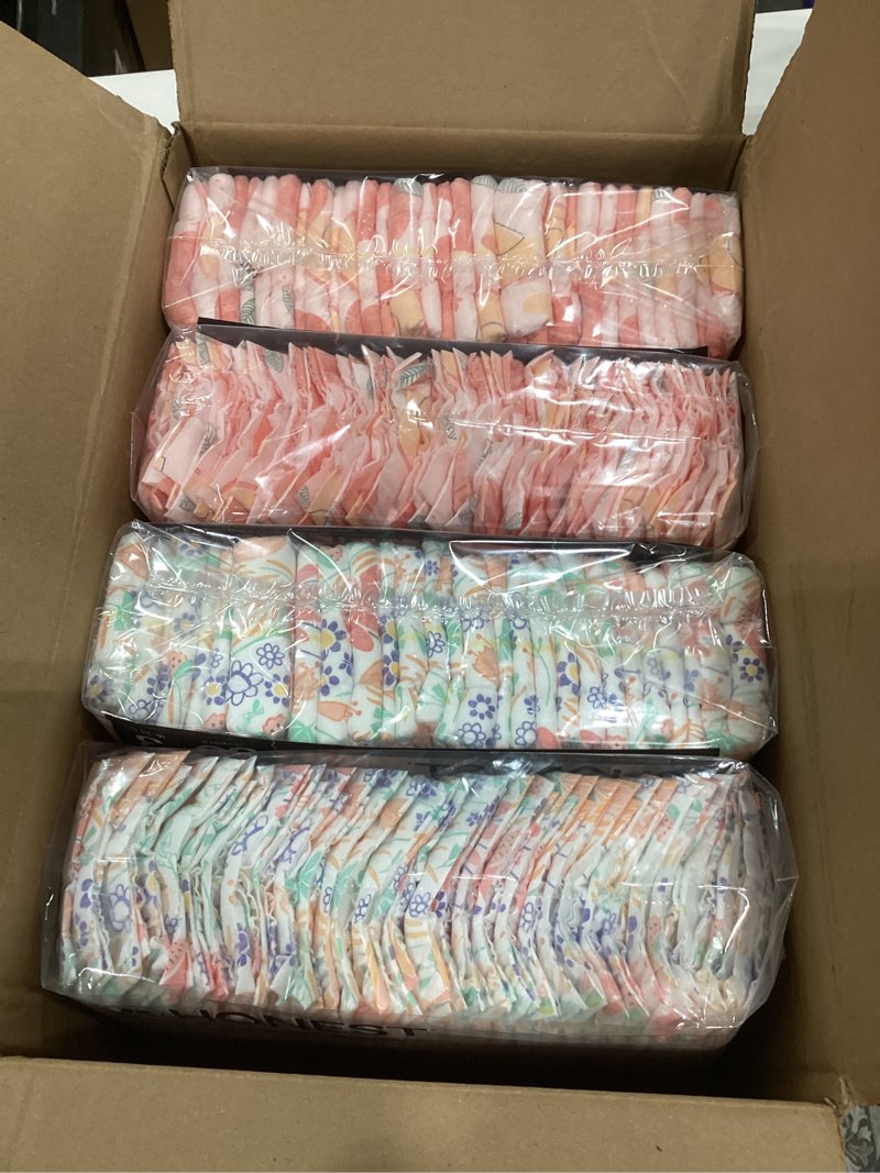 Condition photo showing New/Like New for The Honest Company Comfort Dry Disposable Diapers for Sensitive Skin, Hypoallergenic, Barnyard Babies + Donut Grow Up, Super Club Box Size 3 (16–28 lbs), 120 Count Size 3 (120 Count) Barnyard Babies + Donut Grow Up