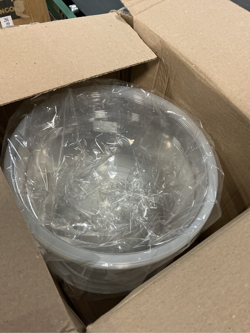 Condition photo showing New/Like New for 12 inch clear nursery pots with drainage and saucers, 5 pack large clear plastic nursery pots for plants, seedling plant pots for repotting and growing plants, flowers & vegetables (12 inch) 12 inch-5pcs