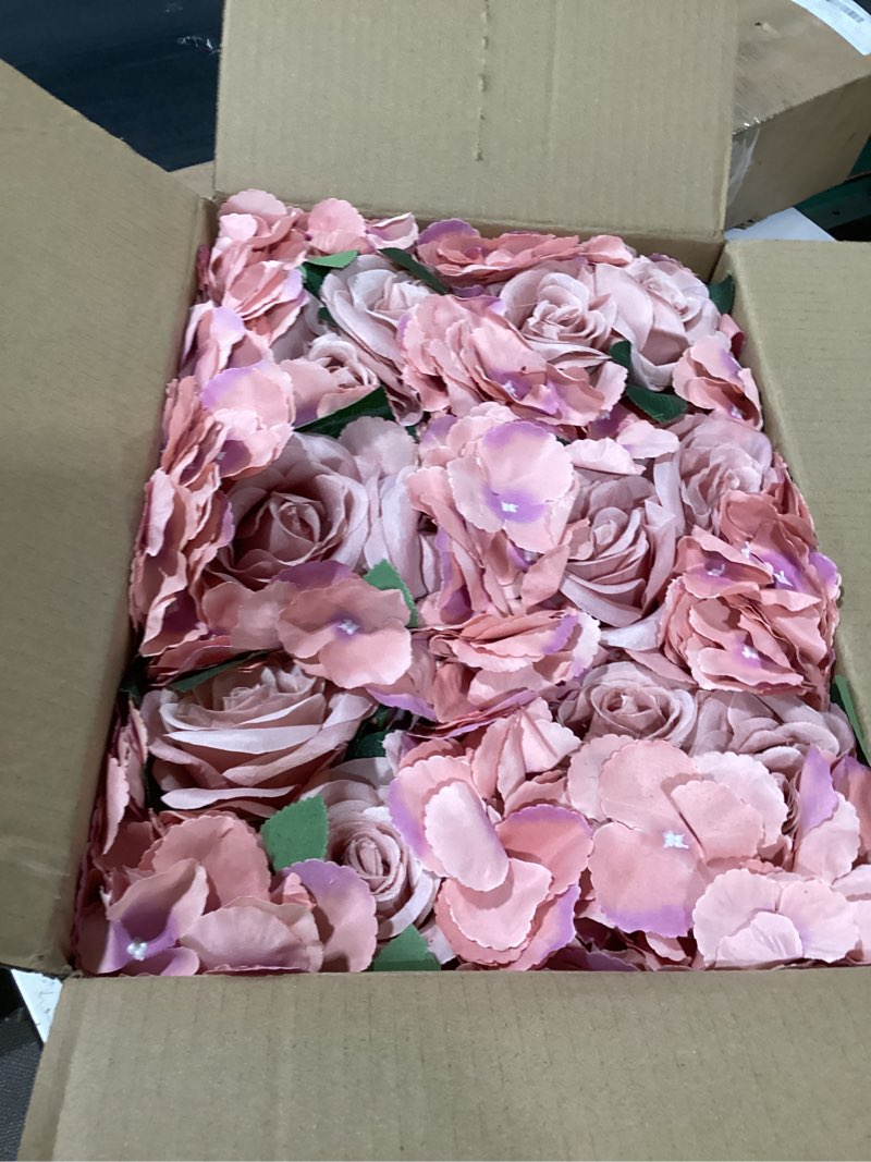 Condition photo showing Good Condition for flower table centerpieces - set of 6 floral arrangement artificial wedding hydrangeas floral arrangement with rustic metal vase for bridal tea party event decorations - deep pink deep pink set of 6 floral arrangement