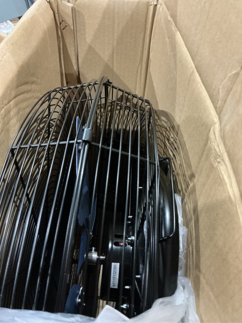 Condition photo showing Good Condition for tempware 20 inch high velocity industrial floor fan, 3-speed heavy duty metal cradle floor fans with 360° tilt for warehouse, workshop, garage, factory and basement, black & blue