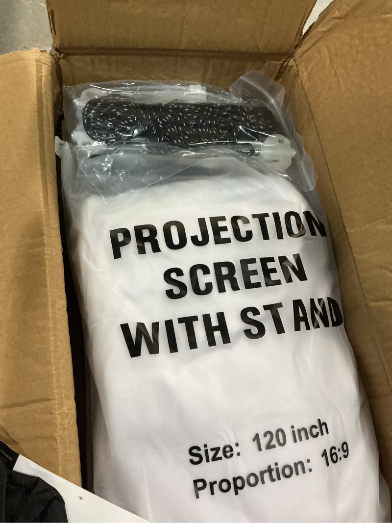 Condition photo showing New/Like New for outdoor projector screen with stand - 120 inch portable projector screen outdoor indoor projection screen 16:9 4k hd movie screens with carry bag can enjoy home theater projection screens acstab ps120