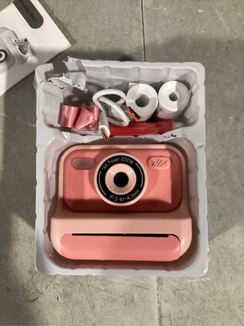 Condition photo showing As Is for Instant Print Camera for Kids, Christmas Birthday Gifts Girls Boys Age 3-12, HD Digital Video Cameras Toddler, Portable Toy 3 4 5 6 7 8 9 10 Year Old Girl with 32GB SD Card-Pink